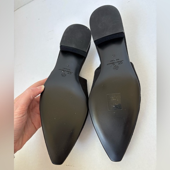 Loro Piana Black Wool Leather Slingback Flats Rebecca Sz 39 Classic Pointy Toe - Picture 6 of 8